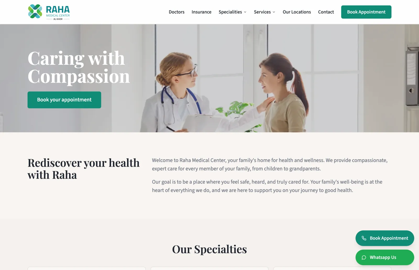 Raha Medical Center website