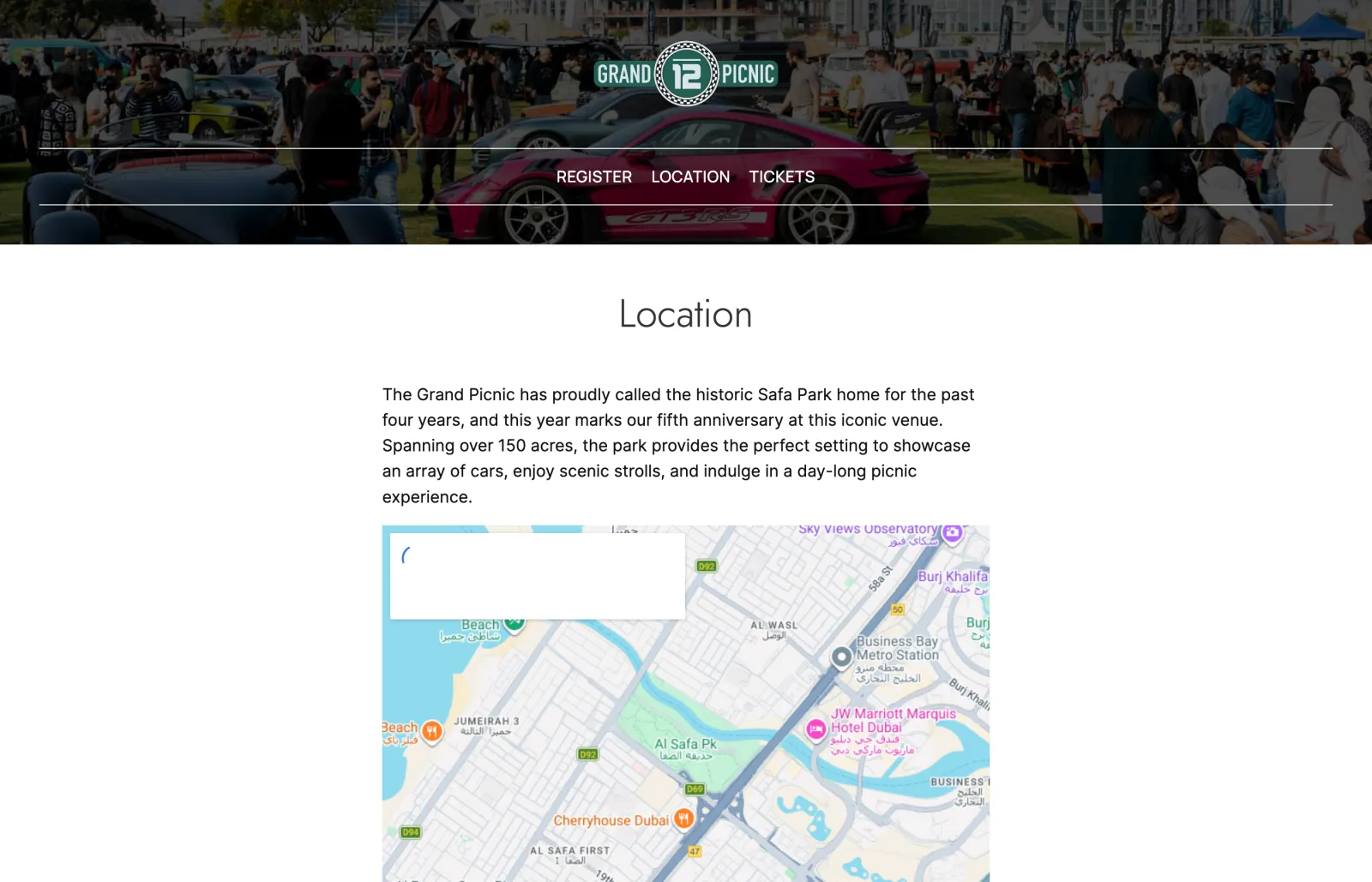 The Grand Picnic website, screen 3